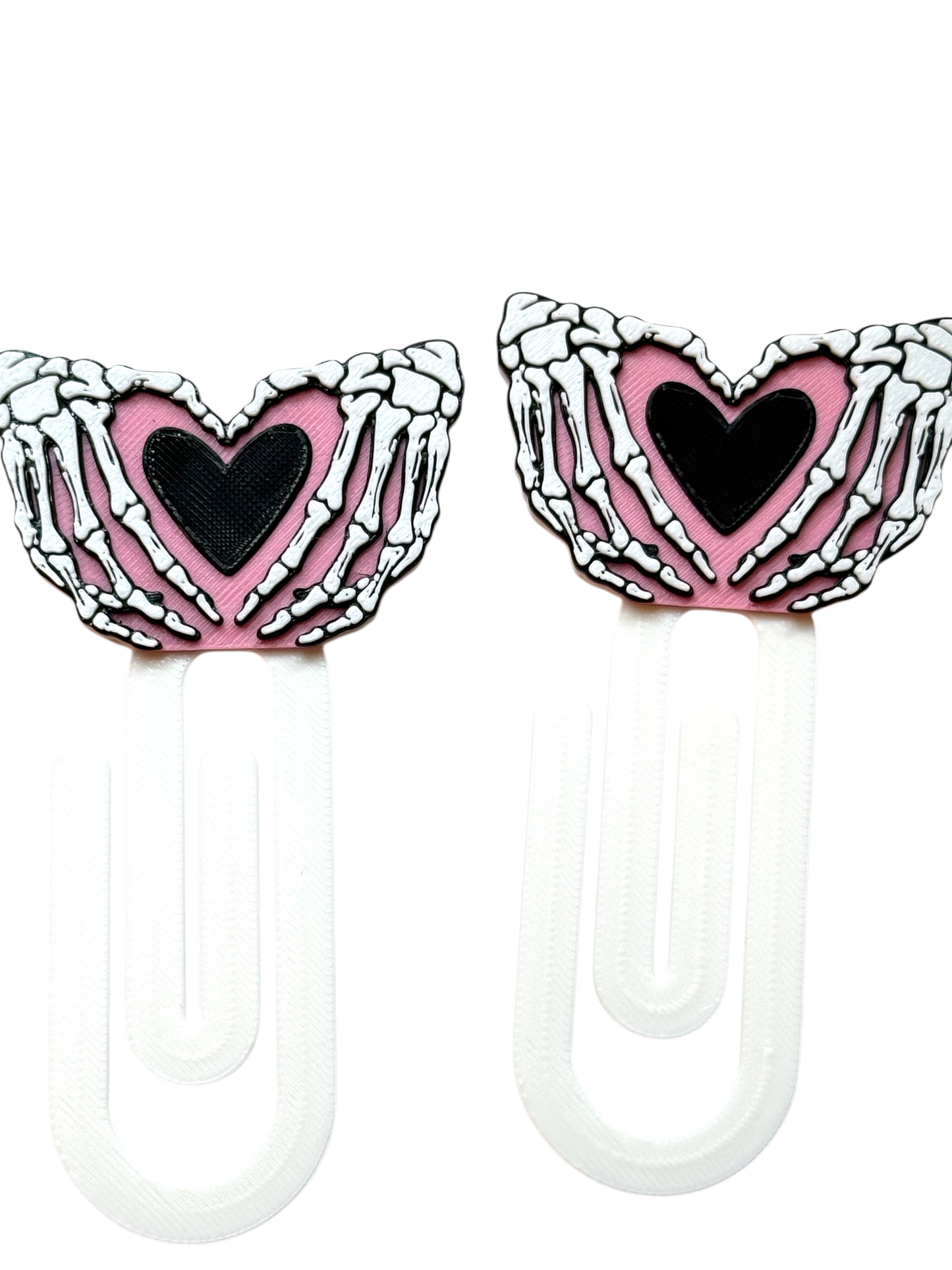 Skelly Heart Hand Jumbo Paperclip Bookmark | Cute Checkered Planner Clip