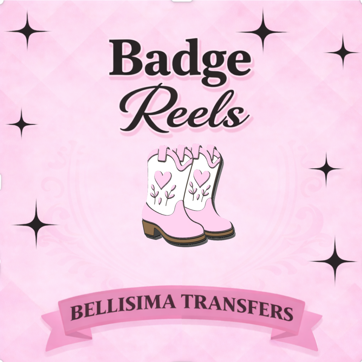 3D pink boots Badge REEL