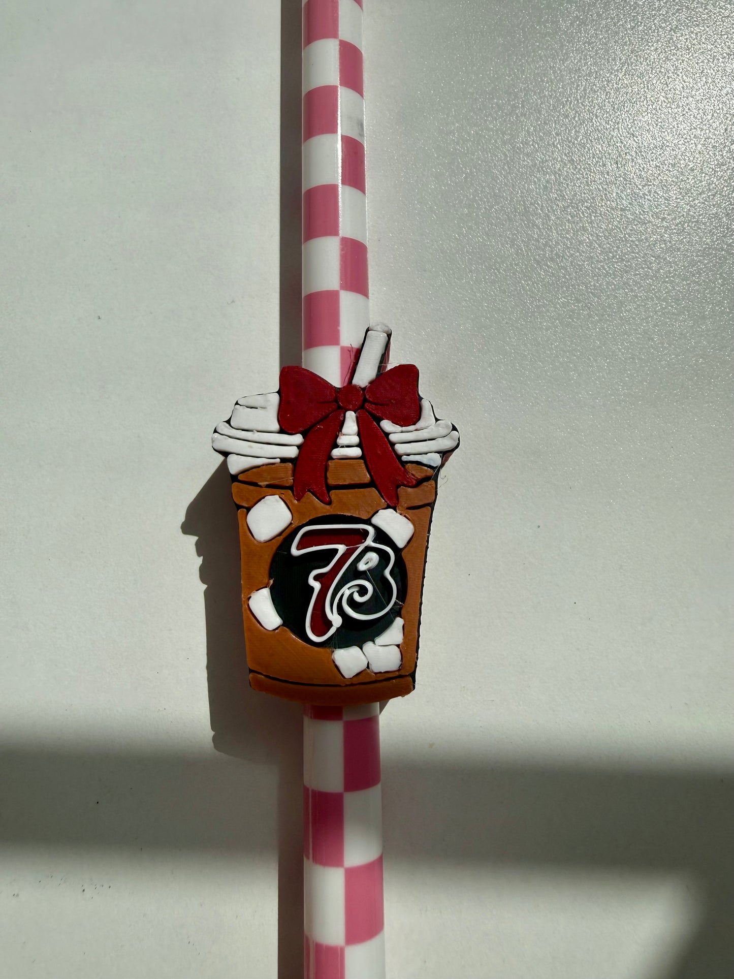 Red 7 Brew BOW Straw Topper – 3D Printed Tumbler Accessory | Standard or Stanley