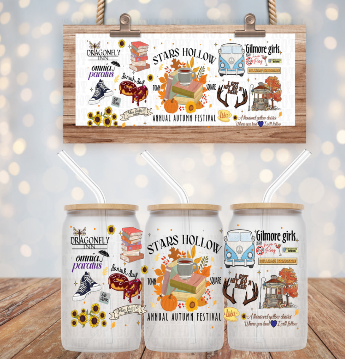 Stars Hollow Gilmore UV DTF WRAP