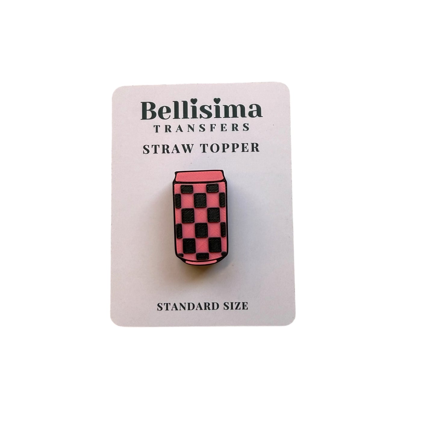 3D CHECKERED CAN STRAW TOPPER STANDARD or STANLEY SIZE