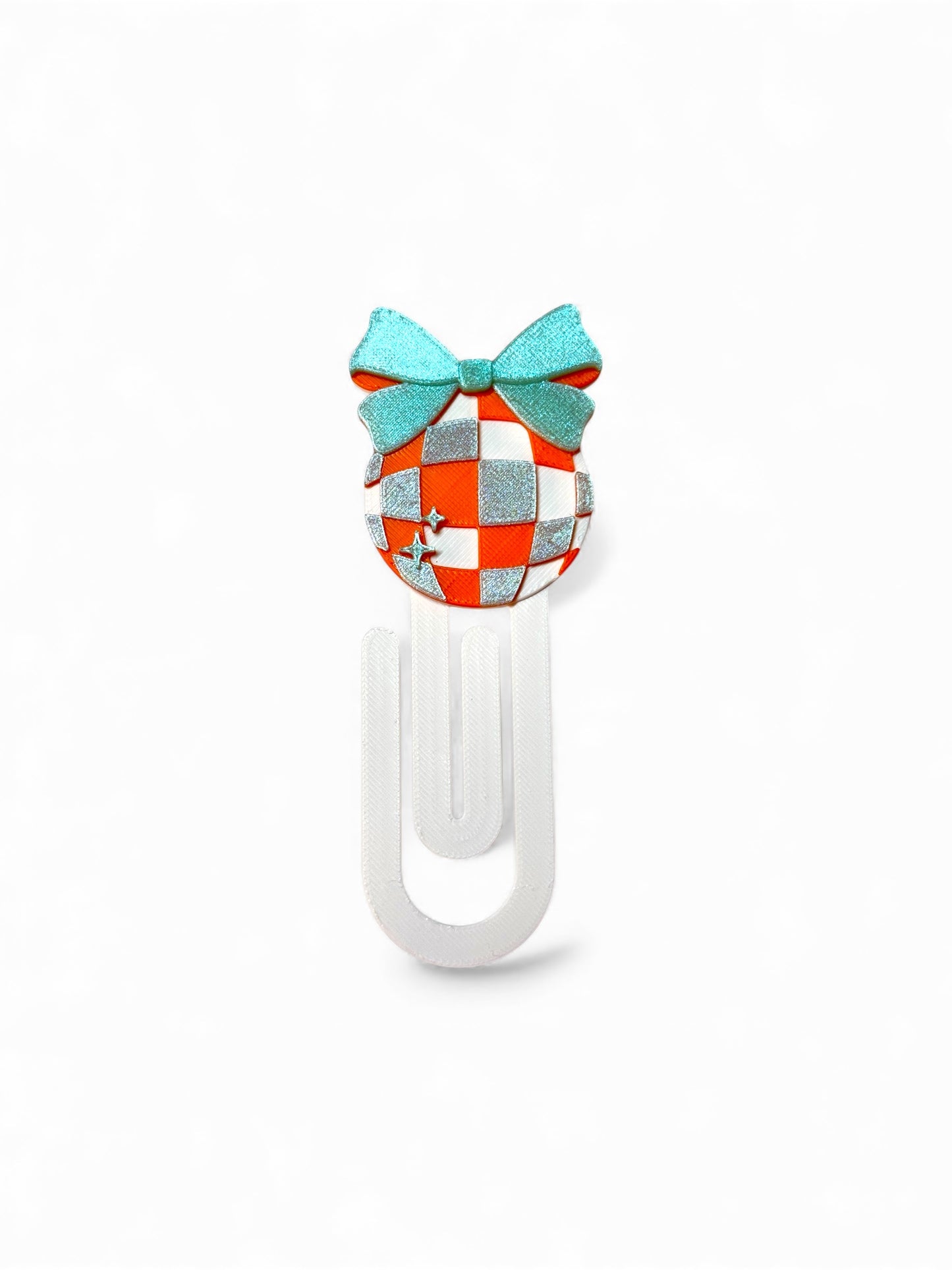 Disco Bow Jumbo Paperclip Bookmark | Cute Checkered Planner Clip