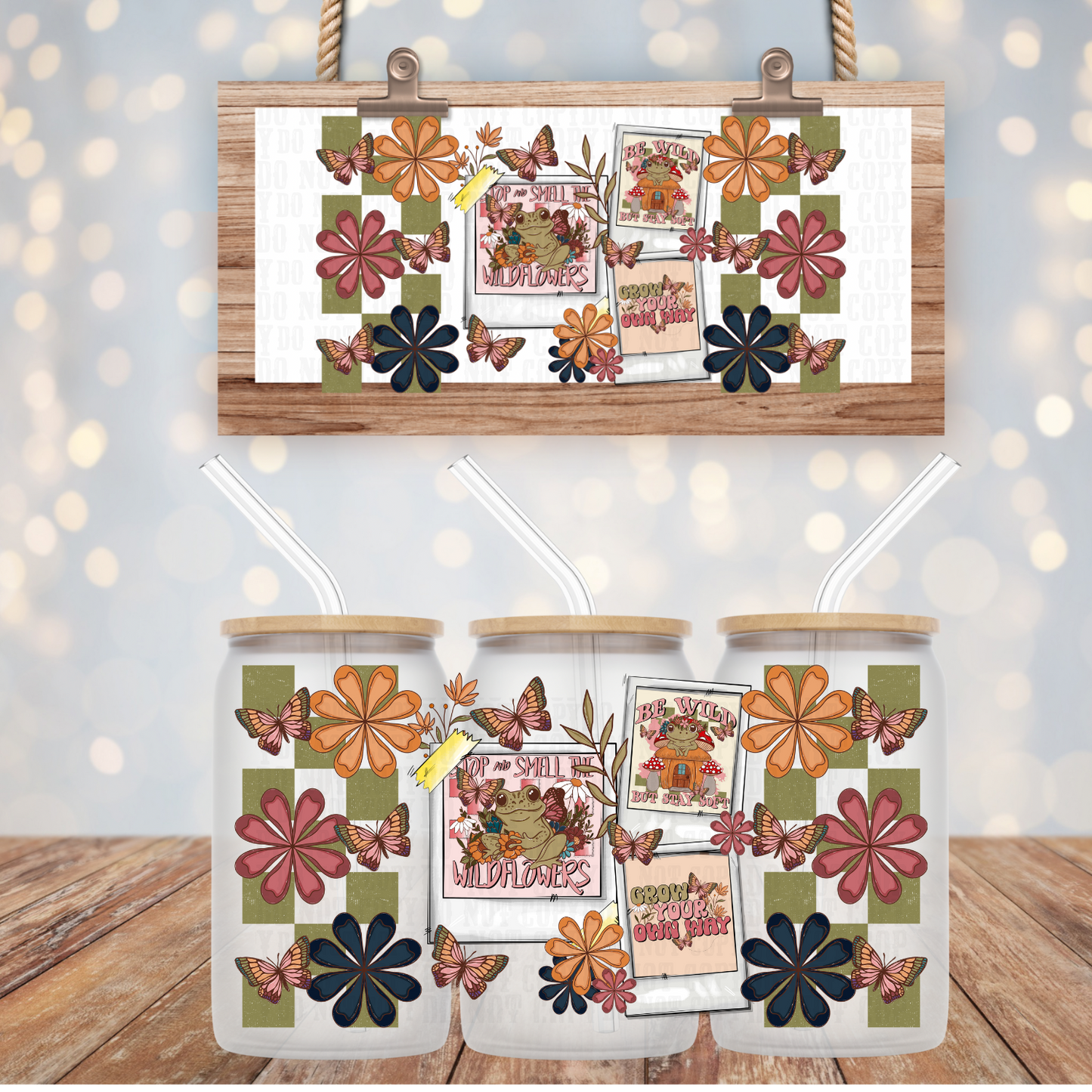 FLORAL BUTTERFLY UV DTF CUP WRAP