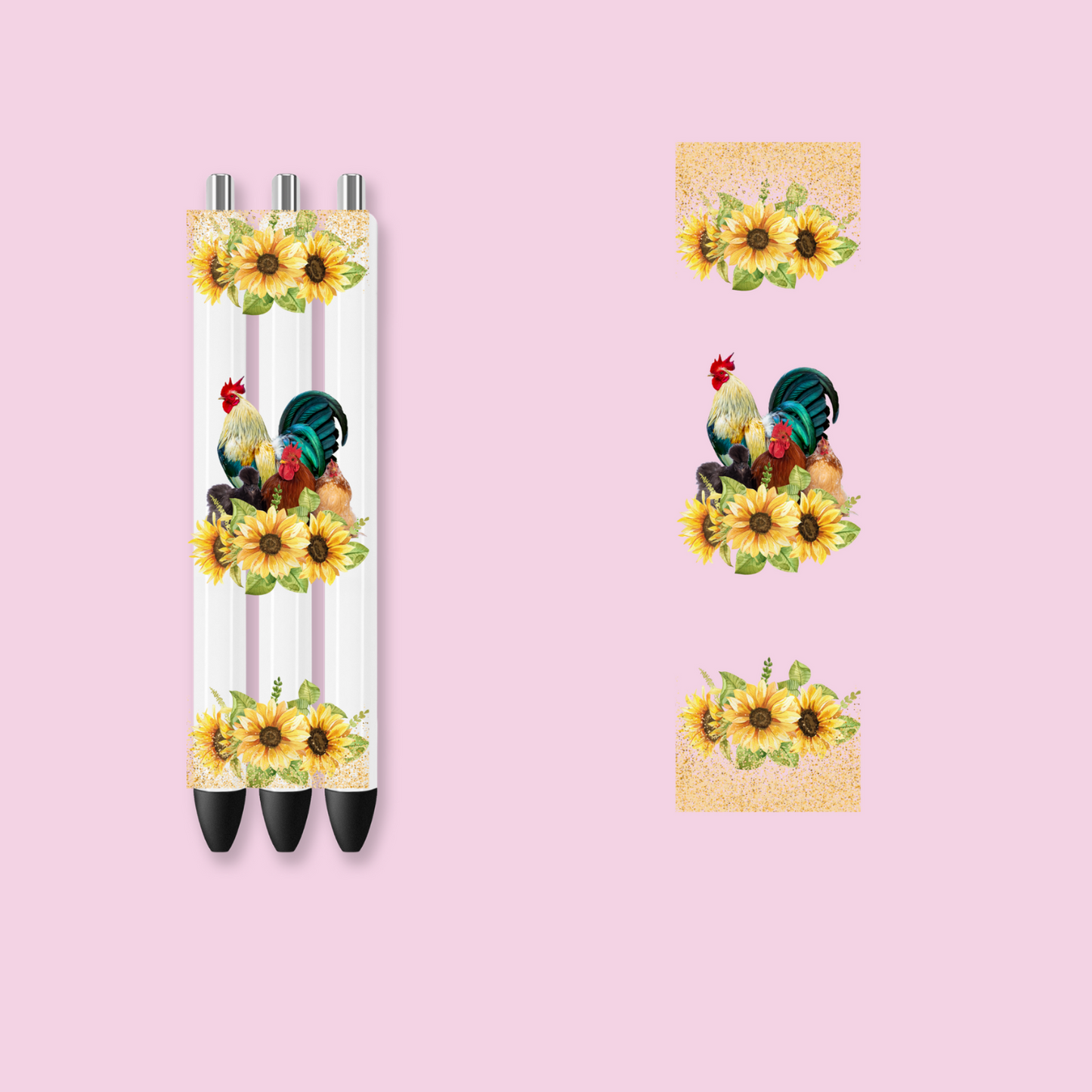 Sunflower Rooster UV DTF Pen Wrap