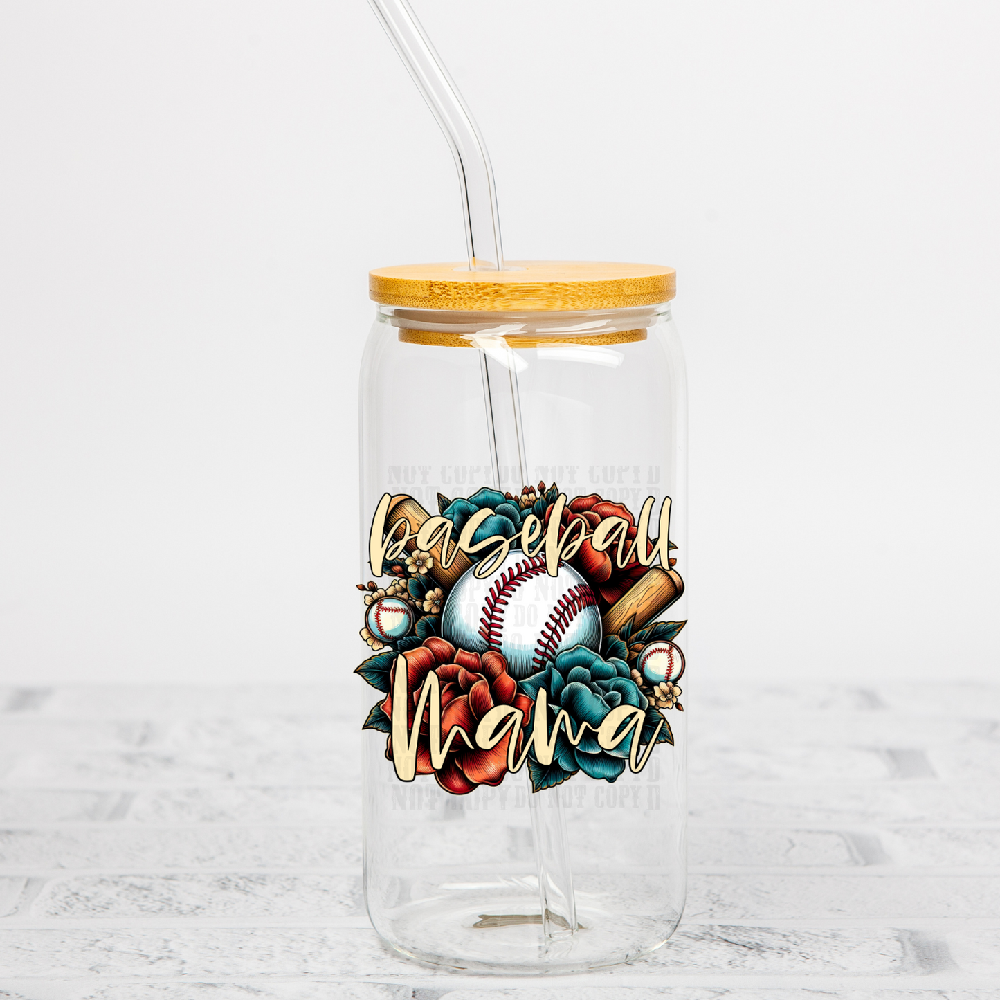 Floral Baseball Mom UV DTF Decal
