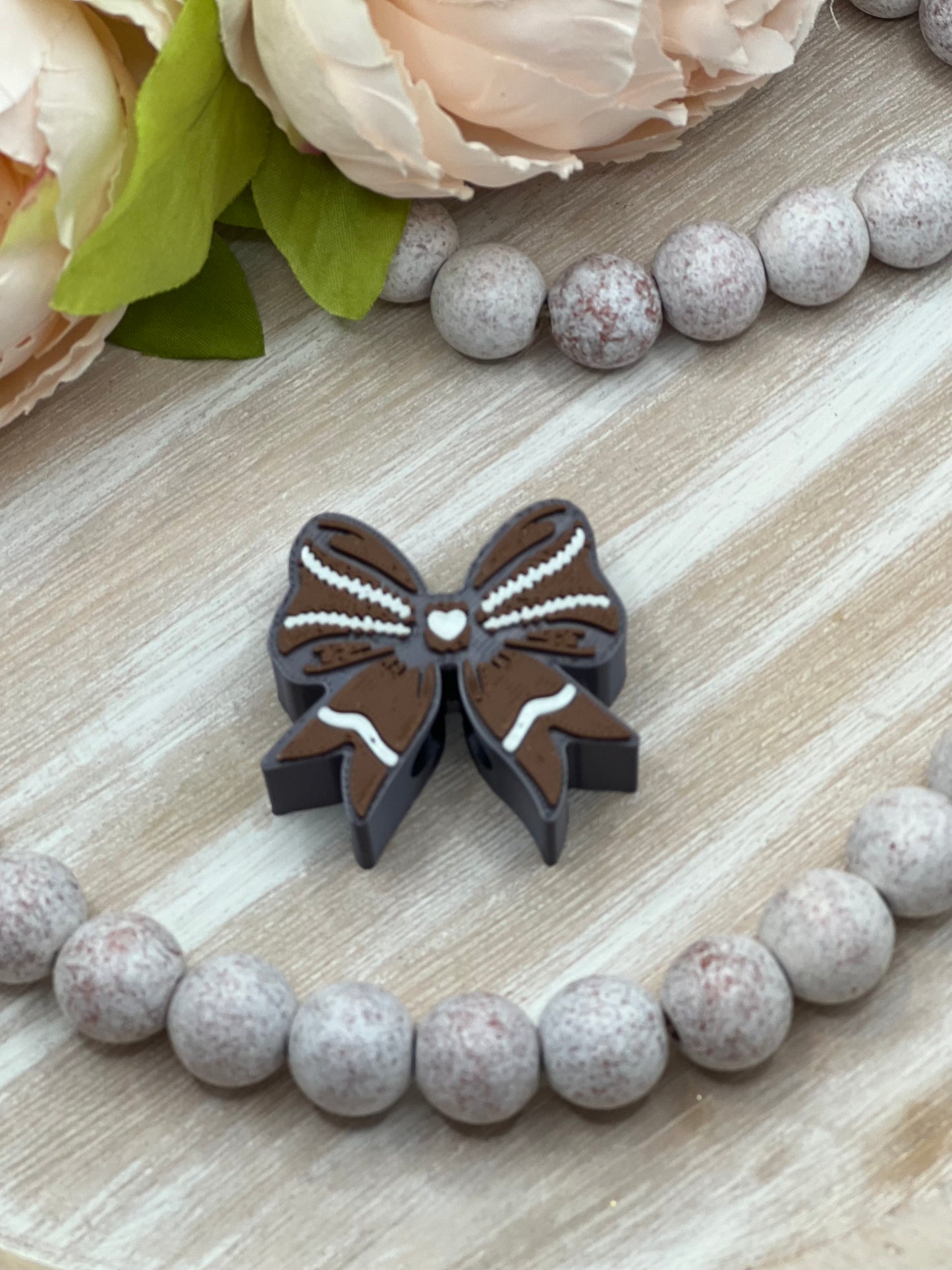 3D Football Bow Straw Topper- STANDARD and STANLEY