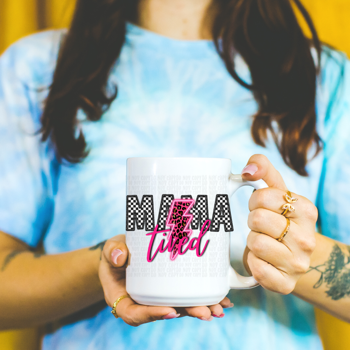 Checkered Mama Tired UV DTF Decal