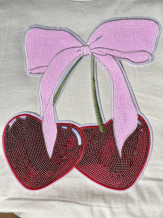Valentines Sequence Cherry Bow Patch