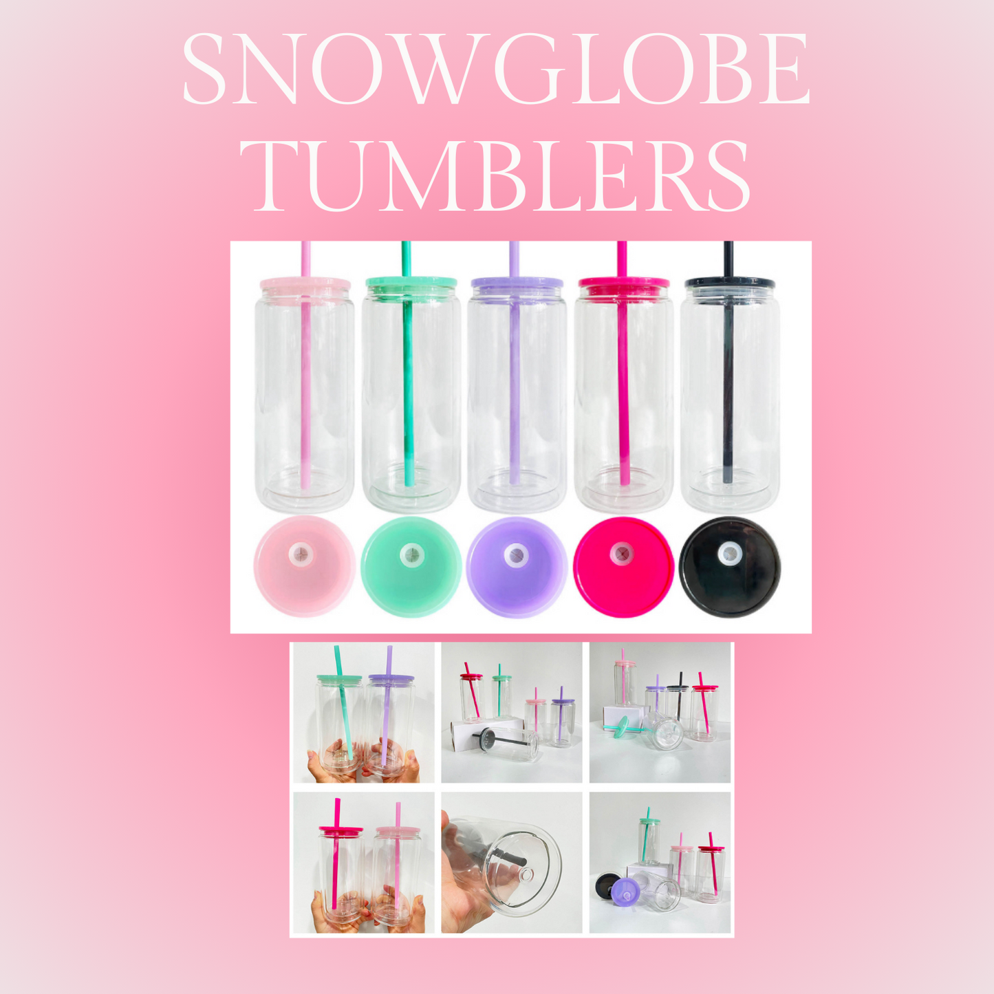 Glass Double Walled Snow Globes with Colored Lids