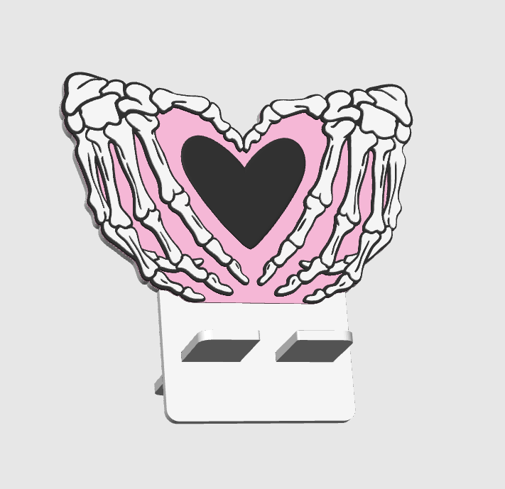 Skelly Heart Hand Phone Holder | Cute 3D Printed Desk Stand