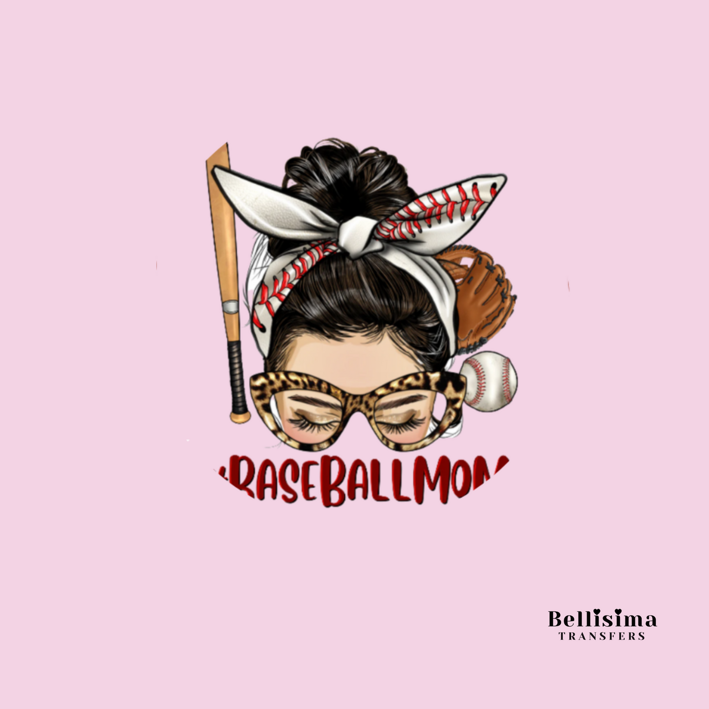 Baseball Messy Bun Mom UV DTF Lid Decal