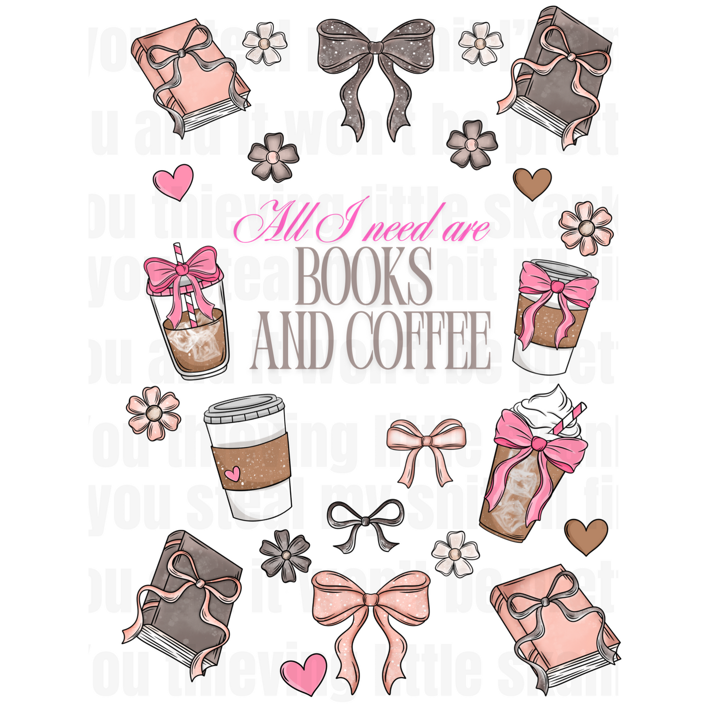 COQUETTE BOOKS AND COFFEE UV DTF Element Sheet- SHOP EXCLUSIVE BY TORRIE