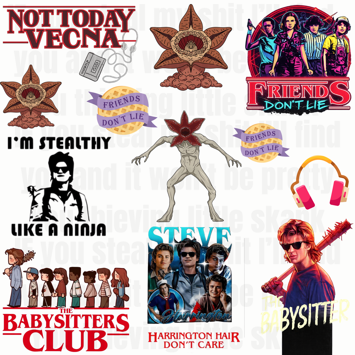 STRANGER THINGS UV DTF ELEMENT SHEET -SHOP EXCLUSIVE