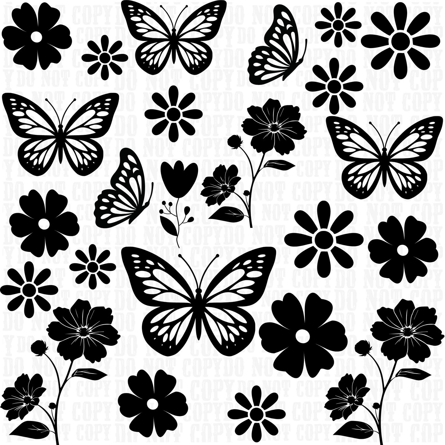 BLACK FLORAL AND BUTTERFLY ELEMENTS -SHOP EXCLUSIVE