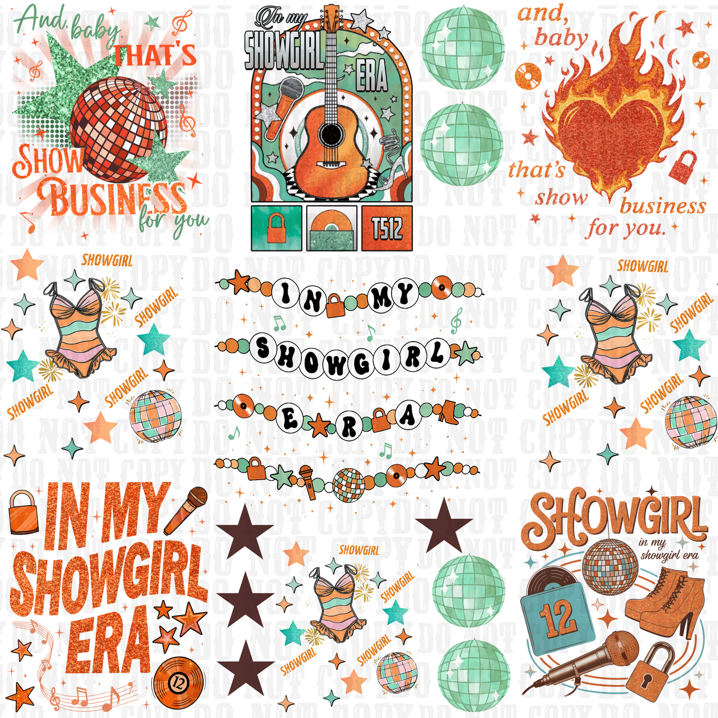 ICONIC SHOW GIRL UV DTF ELEMENT SHEET -SHOP EXCLUSIVE