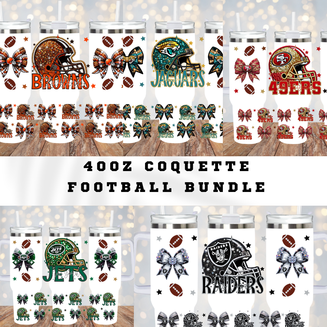 40oz COQUETTE HELMUT FOOTBALL BUNDLE UV DTF CUP WRAP