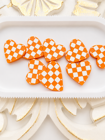 CHECKER HEARTS CHARMS Flat Back Lid Charms