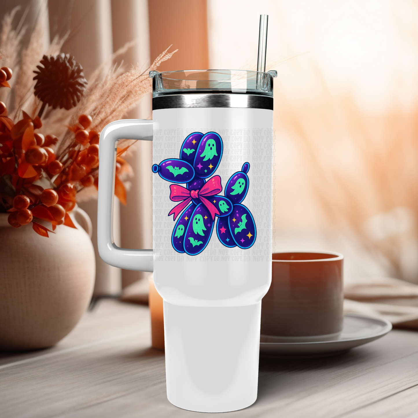 40oz NEON GHOST BALLOON DOG UV DTF CUP Decal