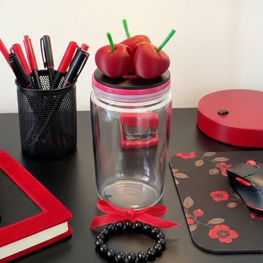 🍒 Cherry Lid Topper – 3D Printed Straw Topper | Tumbler Accessory