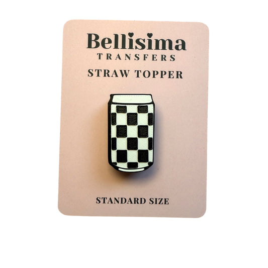 3D CHECKERED CAN STRAW TOPPER STANDARD or STANLEY SIZE