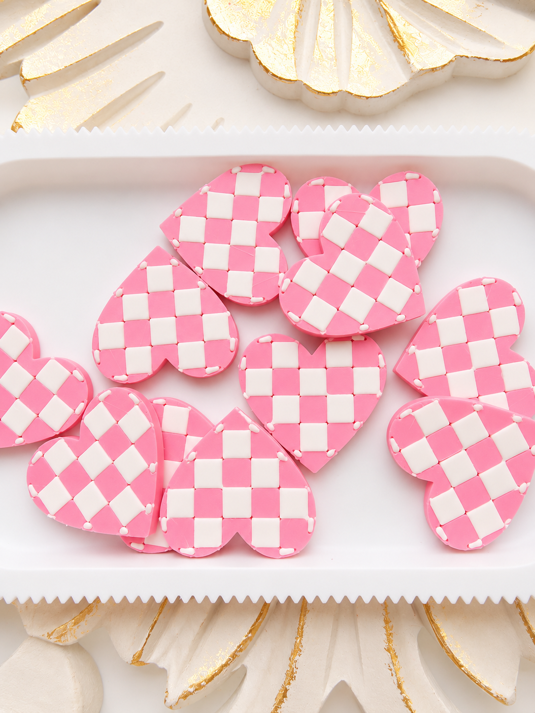 CHECKER HEARTS CHARMS Flat Back Lid Charms