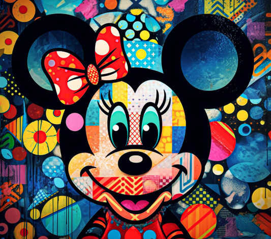 3D Colorful Stained Glass Minnie Sublimation Print