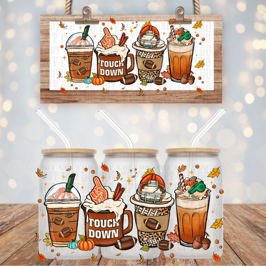 FALL FOOTBALL TOUCH DOWN  UV DTF CUP WRAP