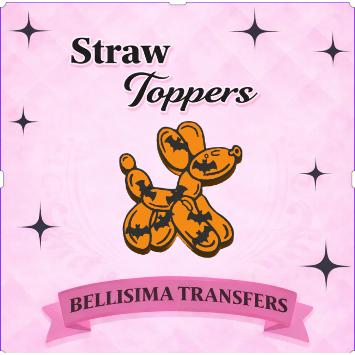 BATTY BALLON PUP Straw Topper – 3D Printed Tumbler Accessory | Standard or Stanley