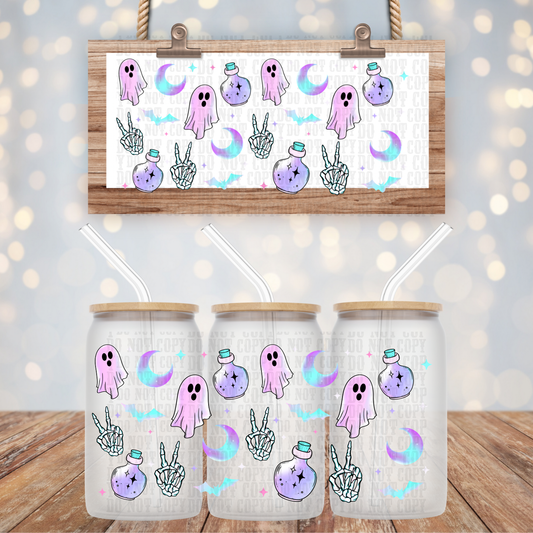 FLOATING PASTEL GHOSTIES UV DTF CUP WRAP