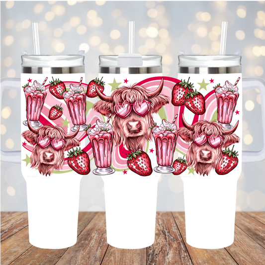 40oz STRAWBERRY MILKSHAKE UV DTF Cup Wrap
