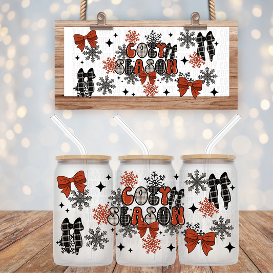 COZY SEASON BOWS  UV DTF CUP WRAP