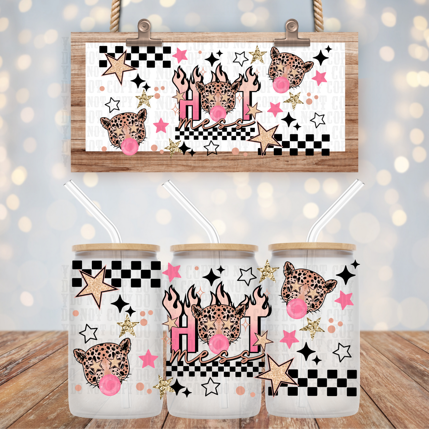 HOT CHEETAH BUBBLE UV DTF CUP WRAP