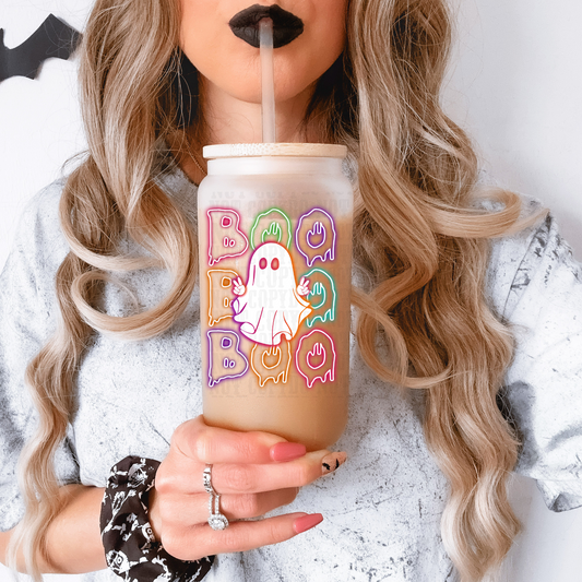 NEON STACKED BOO  UV DTF DECAL