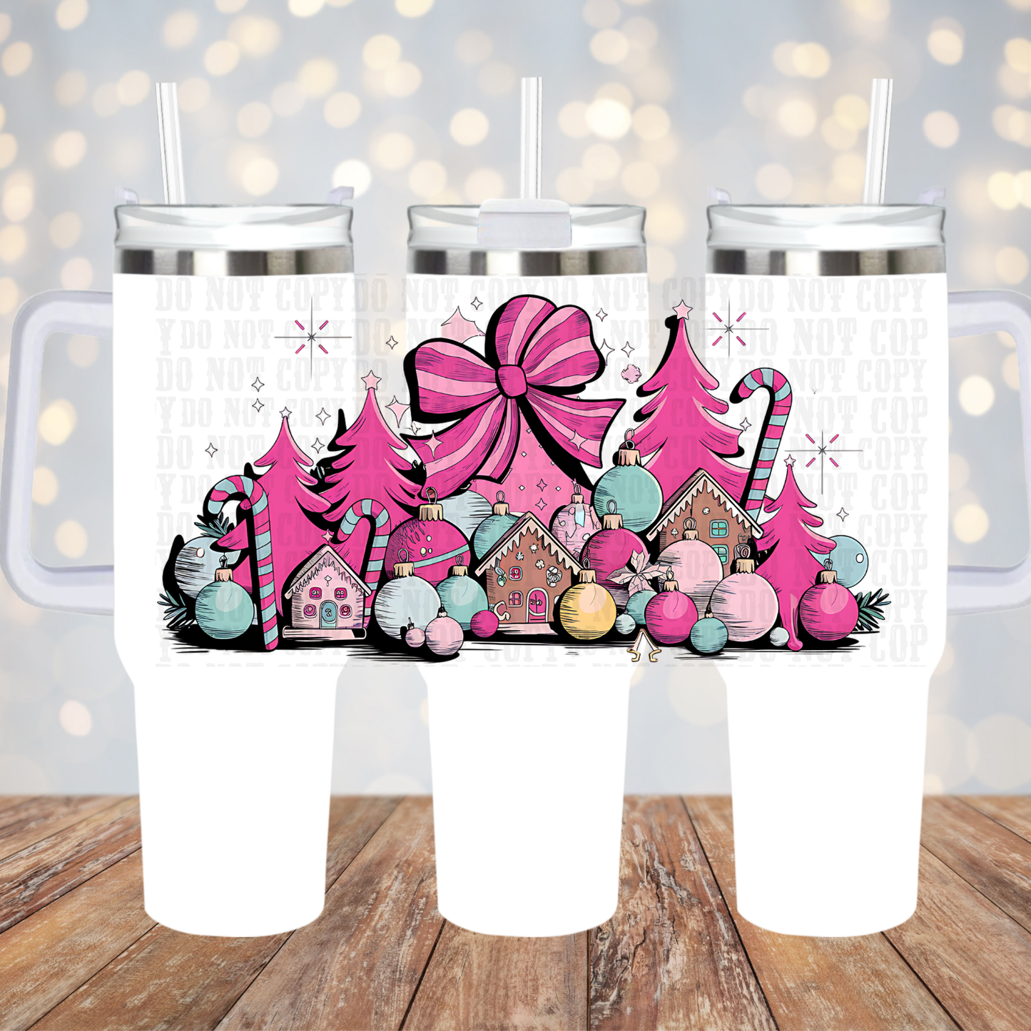 40oz COQUETTE WINTER VILLAGE  UV DTF CUP WRAP