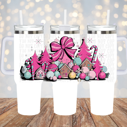 40oz COQUETTE WINTER VILLAGE UV DTF CUP WRAP
