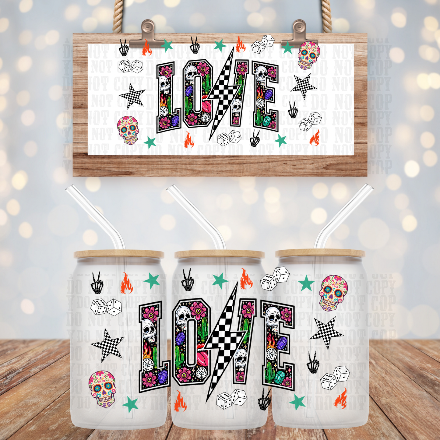 LOVE SKELLY PATTERN UV DTF CUP WRAP - SHOP EXCLUSIVE FROM CIERA