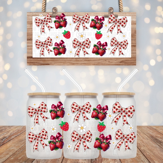 COQUETTE STRAWBERRY PATCH UV DTF CUP WRAP - SHOP EXCLUSIVE