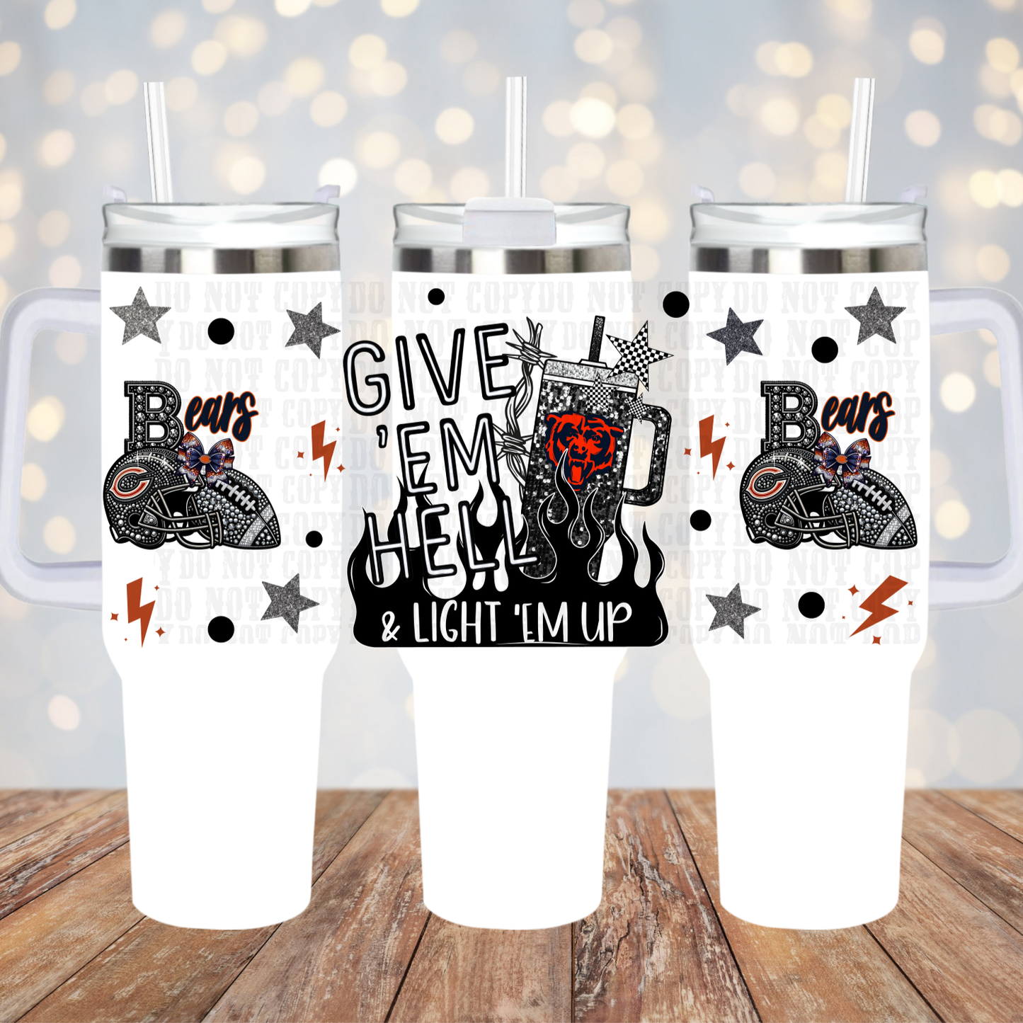 40OZ GIVE EM HELL Football Bundle UV DTF CUP WRAP