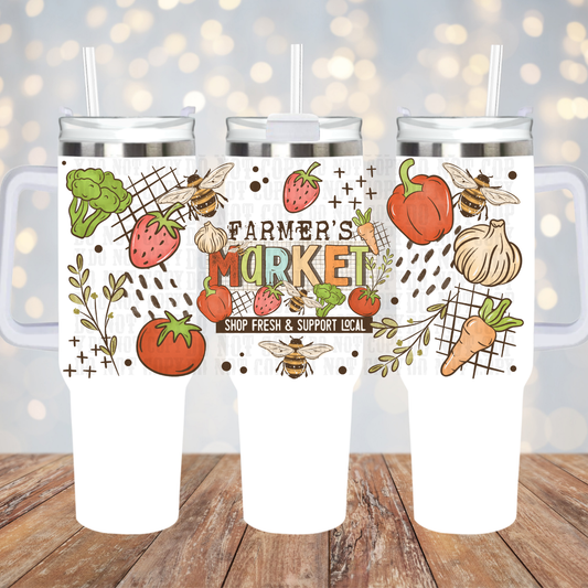 40oz FARMERS MARKET UV DTF Cup Wrap