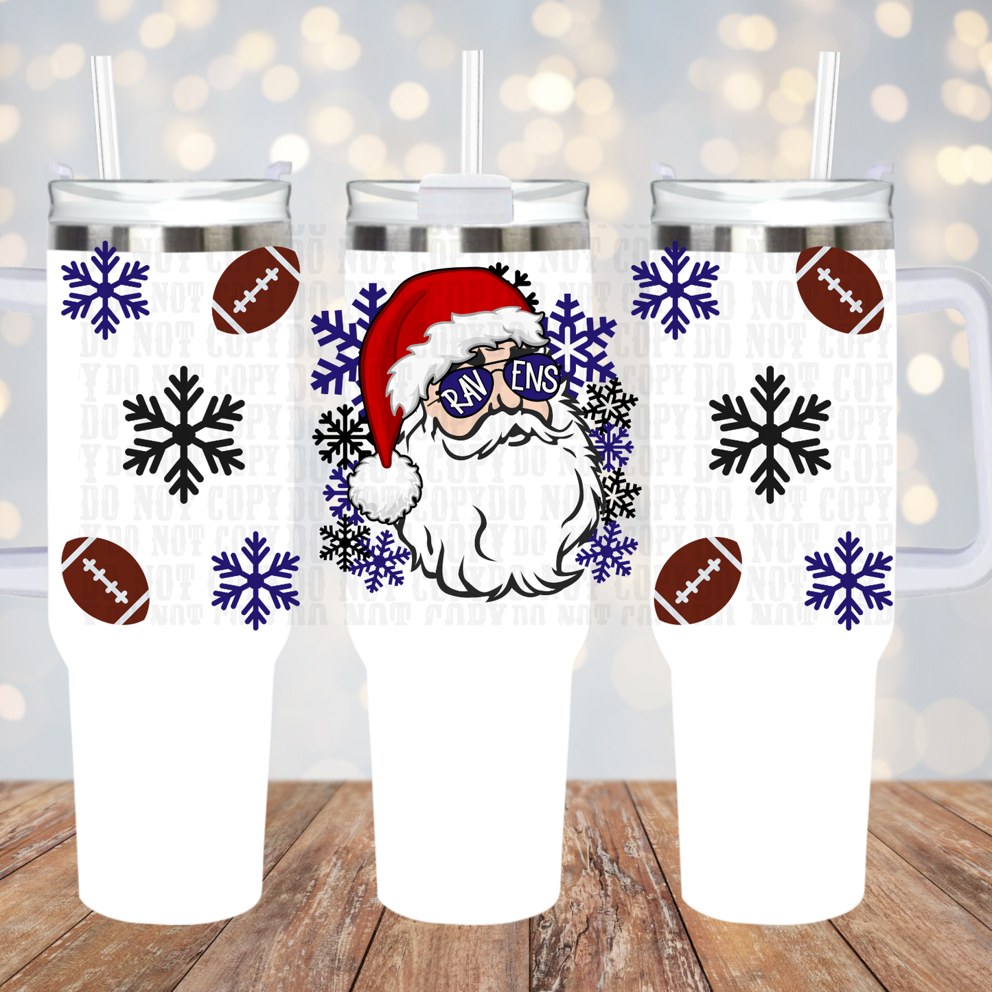 40oz FOOTBALL SANTA TEAMS BUNDLE    UV DTF CUP WRAP