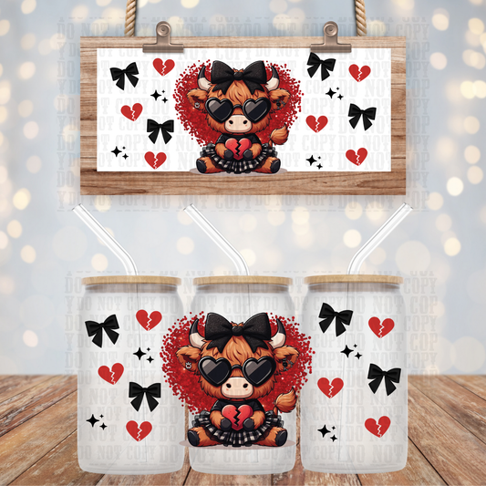 BROKEN HEART COW CLUB UV DTF CUP WRAP