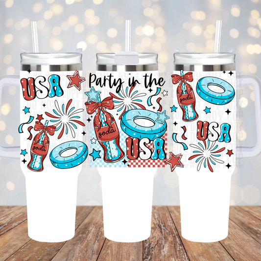 40oz PARTY IN THE USA UV DTF Cup Wrap