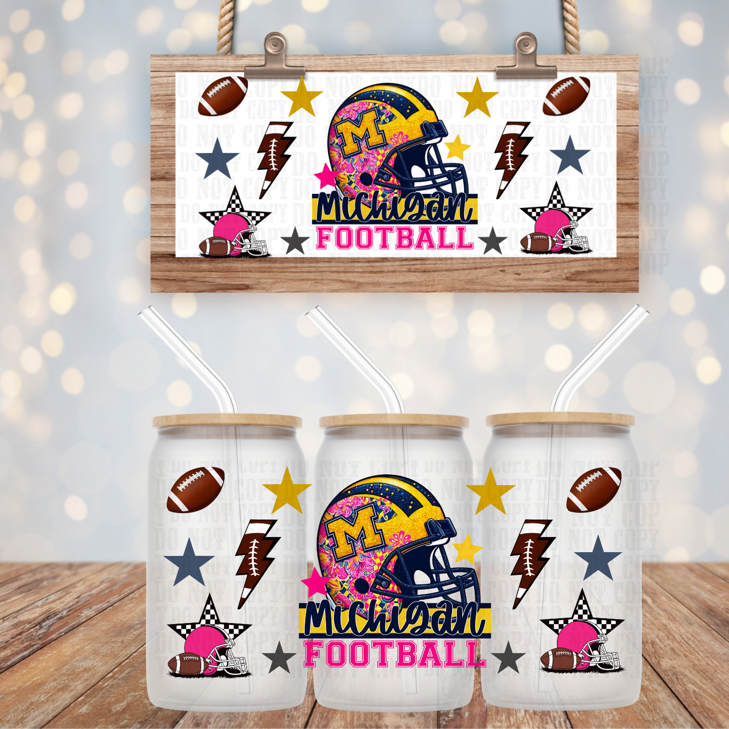 COLLEGE FOOTBALL BUNDLE UV DTF CUP WRAP
