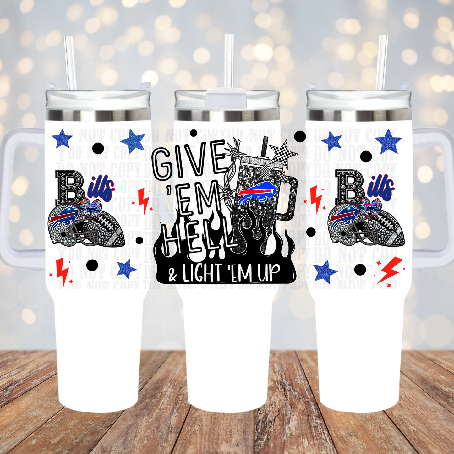 40OZ GIVE EM HELL Football Bundle UV DTF CUP WRAP