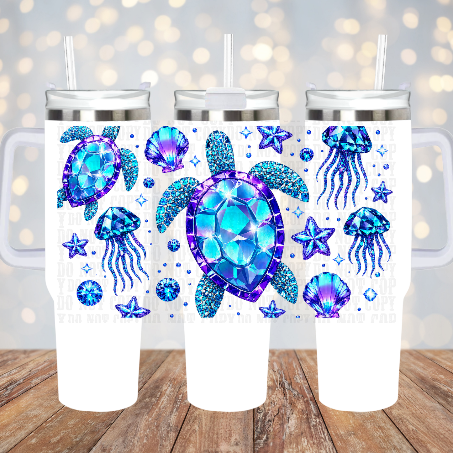 40oz JEWLED SEA TURTLE UV DTF CUP WRAP