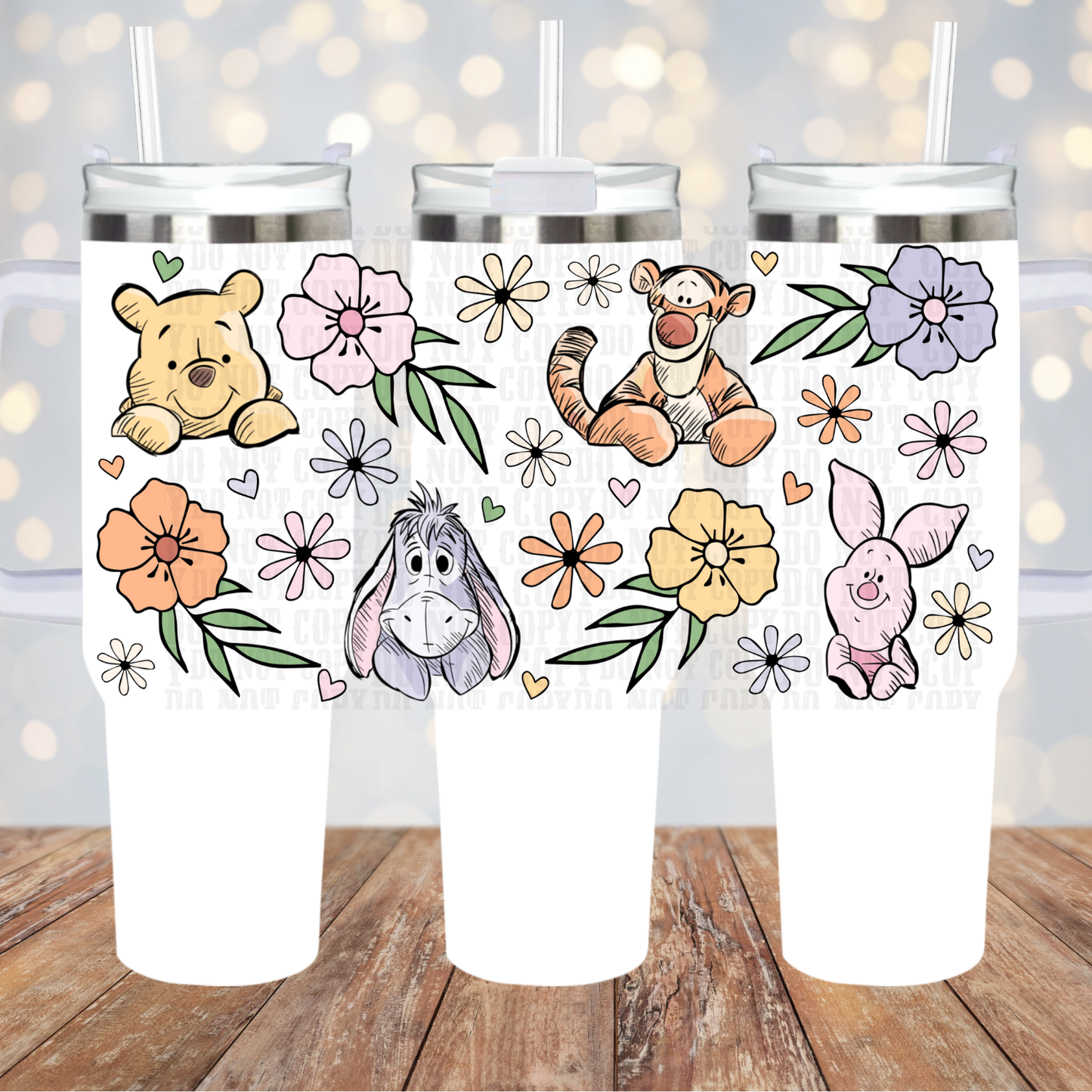 40oz FLORAL BEAR GANG UV DTF CUP WRAP