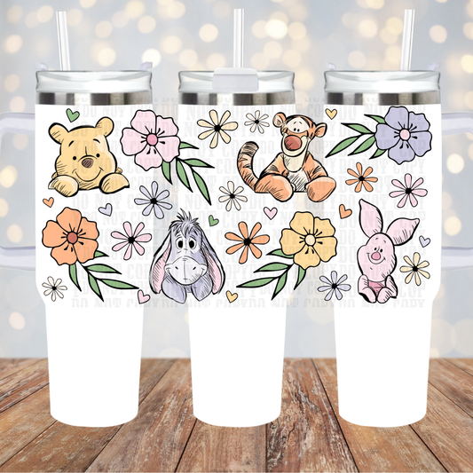 40oz FLORAL BEAR GANG UV DTF CUP WRAP