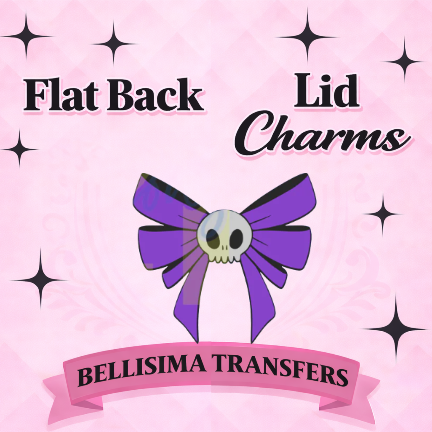 SKELLY BOW  Flat Back Lid Charms