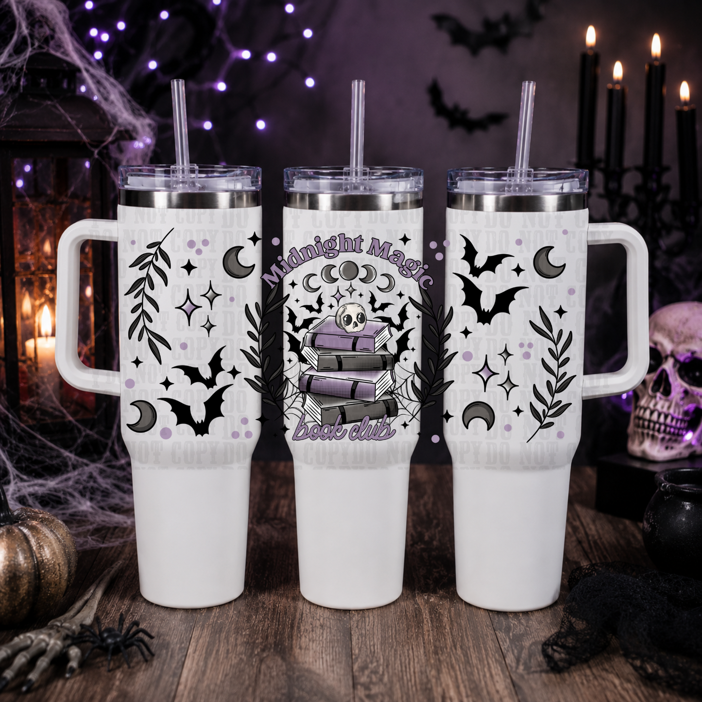 40oz  MIDNIGHT MAGIC BOOK CLUB  UV DTF CUP WRAP