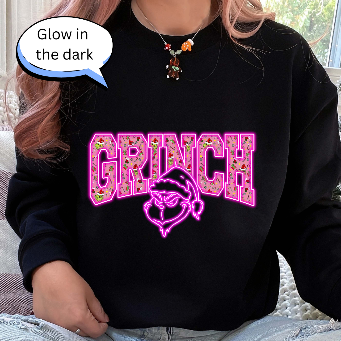 GLOW IN THE DARK NEON HOT PINK GRUMP DTF